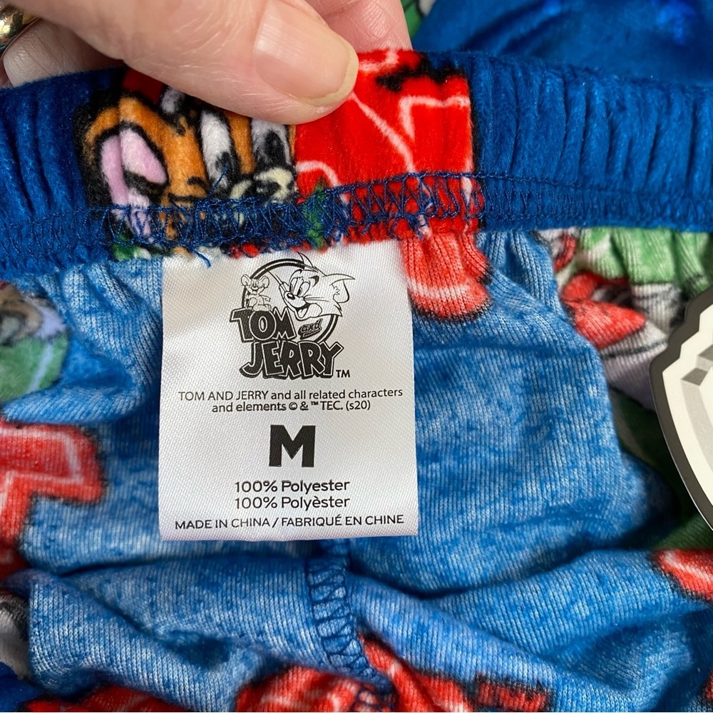 WB Men’s Tom & Jerry Santa Hat Printed Microfleece Pajama Pants Medium NWT - Picture 4 of 7